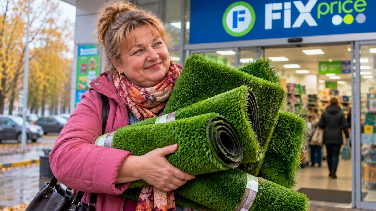 В Fix Price скупаю «коврики-травки» за 299 руб. — беру сразу 5 штук: ни один под ноги не постелила — два домой, три на дачу