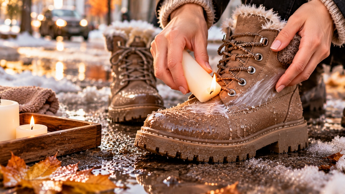 Пара мазков свечкой по обуви – внутри сухо даже в лютую слякоть: рабочий трюк