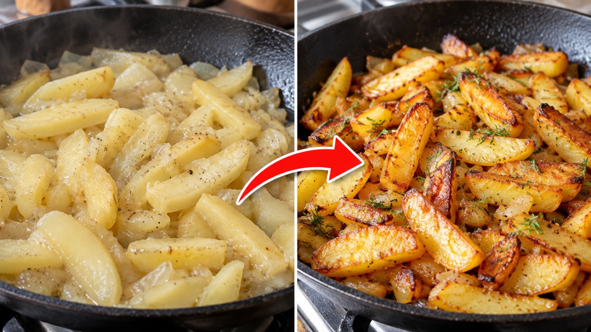 Жареная картошка получается мягкой и бледной? Всё решает одна хитрость перед жаркой